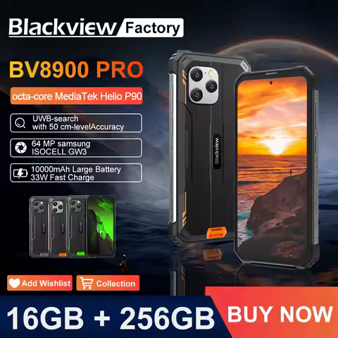 Blackview BV8900 Pro Rugged Phone 6.5'' FHD 2.4K Display used Phones 16GB(8+8)+256GB 10000mAh 64MP 3