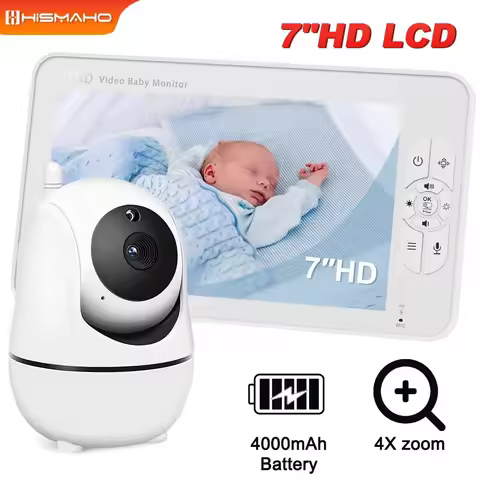 Video Baby Monitor 7 Inch Display Screen Pan Tilt 4X Zoom Camera Kids Security Protection Surveillan