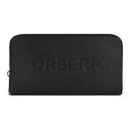 BURBERRY 經典LOGO壓印牛皮拉鍊長夾（黑色） _廠商直送