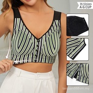 Striped Vest-Style Bra - Sizes 36-52Cup A-G, No Steel Rings