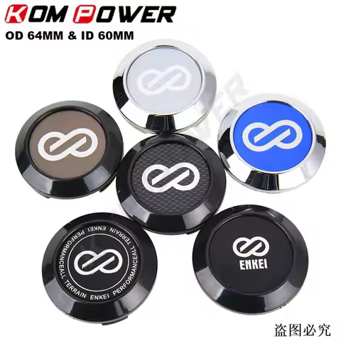 4PCS OD 64MM / ID 60MM Sport Rim Center Wheel Cap ENKEI Emblem Sticker Wheel Cover Hub Cap Silver & 