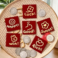 wei 6PCS New Year Paet Mini Coin Money Poets Best Wishes Pattern Lu Money Bag Small Size Red Poet We