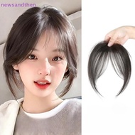 newsandthen Middle Part Fake Bangs Fringe Synthetic Topper Hairpiece Clip-In Bang Extension Natural 