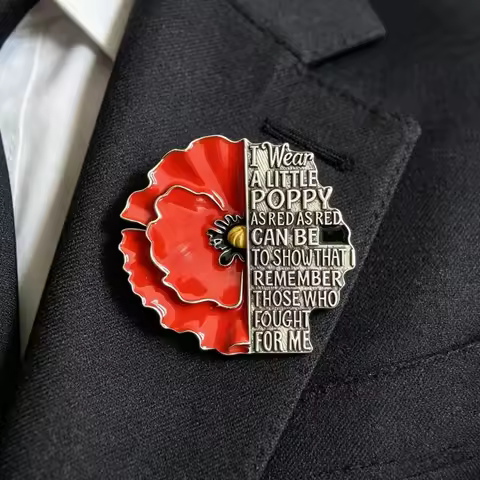 Creative Red Friday Brooch Memorial Day Badges Remembrance Day Patriotic Fashion Clothes Pins Backpa