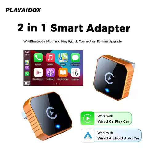 2in1 Wireless CarPlay Adapter Wireless Android Auto Dongle USB Plug & Play Auto Connect WiFi Online 
