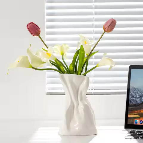 chinese porcelain handmade single flower ceramic vase table nordic style artificial flower with vase