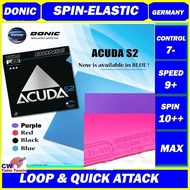 DONIC Acuda S2 Spin-Elastic Inverted Max Rubber Table Tennis Rubber Ping Pong Getah (READY STOCK)