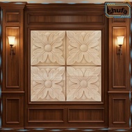 SHUFAPH 4pcs Rubber Wood Carving, Rubber Wood Square Antique Wood Applique, DIY Furniture Decor 2.4x