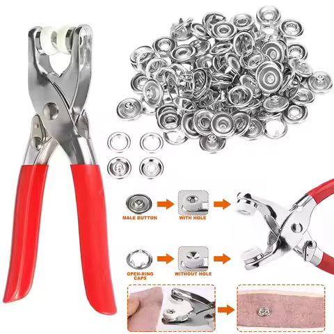 400pcs Prong Rings 9.5mm Buckle Buttons Metal Colour Pliers Snap Button Claw DIY Set Hand Pressure P