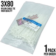 100pcs White Nylon Cable Tie 3X80MM Heavy Duty