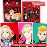 Poster Anime Tokyo Revengers Set Of 5 Manji Mikey Sano Manjiro Draken