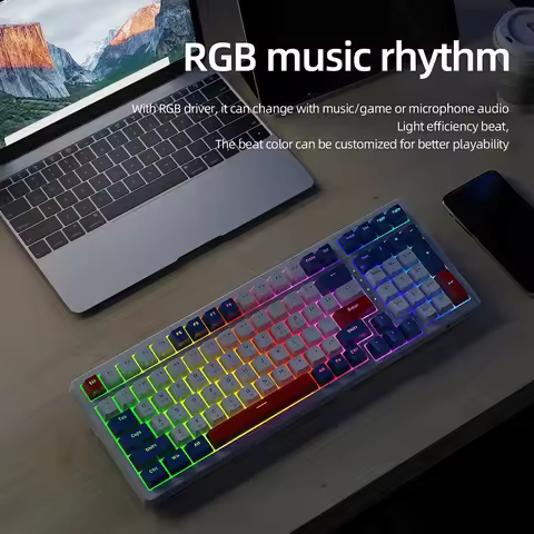 K98 Gamer Keypad USB RGB Backlight Mechanical Keyboard 100 Keys Hot-Swap Keyboard Full Key for Compu