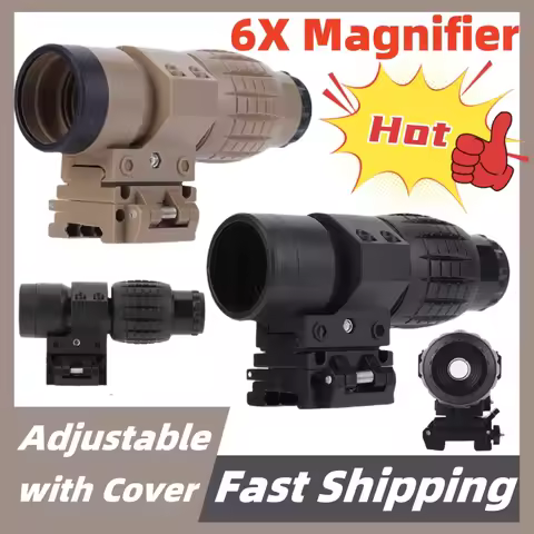 Magnifier Collimator Red Dot Sight Adjustable Sight Magnifier Scope with Flip Up Cover Compact Sight