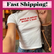 WHEN IN DOUBT BLAME A MAN Women's Crop Top l y2kbaby BabyTee