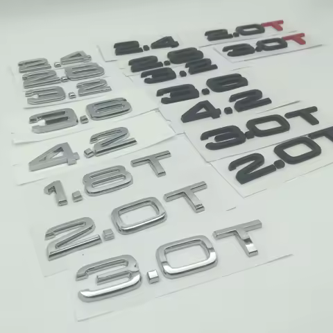 1pcs ABS 1.8T 2.0T 3.0T 2.4 2.8 3.2 3.6 4.2 car Letter Fender side Emblem Rear tail trunk badge stic