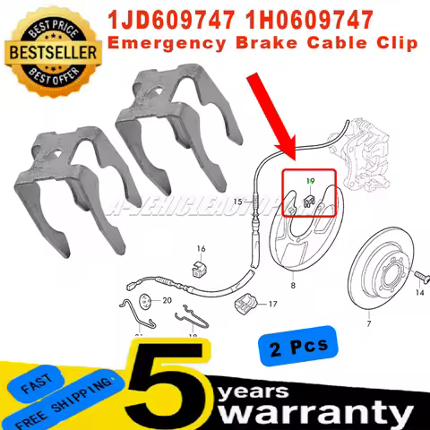 1JD609747 For VW Bora Golf MK4 Polo 9N Beetle Skoda Fabia Audi A3 TT 2Pcs New Rear Disc Brake Cable 