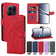 YJD Case For Redmi Note 15 Pro Note15Pro+ Curved Lines Leather Card Slot Hand Strap Anti-Drop Phone 
