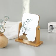 2926 Simple Wooden Makeup Mirror Rotating Desktop Makeup Mirror Desktop Student Dormitory Foldable M