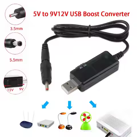 USB 5V to DC 9V 12V Step Up Cable Adjustable Voltage Converter Cable with LED Display Connector Cabl