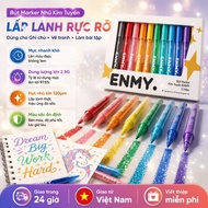 【ENMY】Quick-drying Glitter Marker Pen Set, Bright Colors for Taking Notes, Drawing, and Doing Exerci