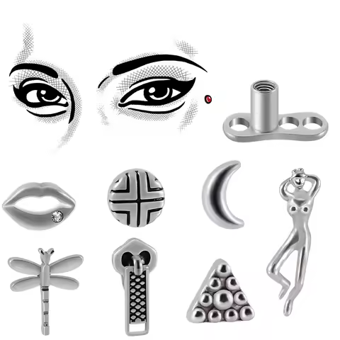 1 PC Surgical Steel Dermal Anchor Top Moon Dragonfly Micro Dermal Anchor Piercings Lips Skin Diver P