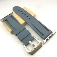 Apple Watch 沛納海 代用 女男版 薄軟 錶帶 灰色 運動錶帶 橡膠錶帶 不鏽鋼針釦 38 40 42 44