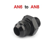 ORB-6 O-ring Boss AN6 6AN to AN8 8AN Male Adapter Fitting Black 6061-T6 aluminum Specification : AN8
