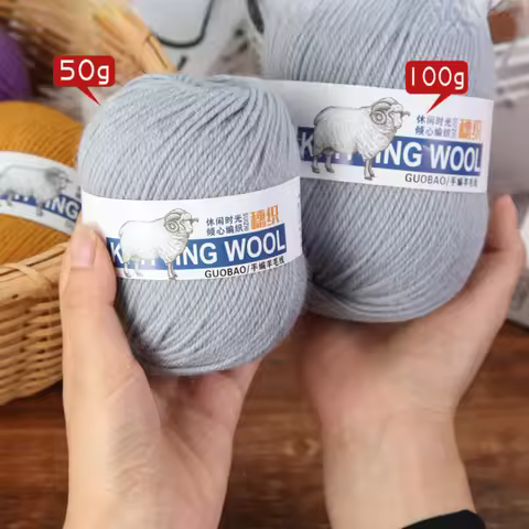 100% Wool Yarn for Knitting SweaterThick Thread, DIY Scarf Laine, 4-Ply Soft Plush, Low Price, 100g 