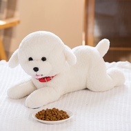 JOJO CASTLE Bell Bichon Frise White Dog Doll Lying&Sitting 23/28/35/48cm  Like Real Cute Pet Animal 