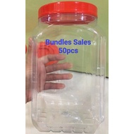 (50pcs) Bekas Plastik Balang Plastik Kuih Raya - 1000ml / 3000ml PET Container Bekas Kuih Cookie Jar Plastik Kosong
