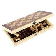 Wooden Foldable 3 in 1 Chess Backgammon Wooden Board Folding Board Game