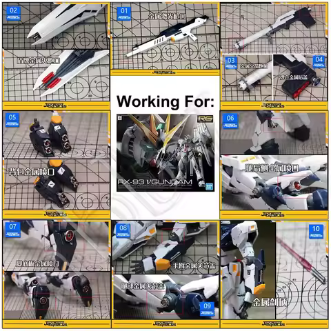 for RG 1/144 RX-93 Nu V Model Jaoparts Tool-Free Glue-ONLY Metal Detail Dress up Add-on Parts Set Th
