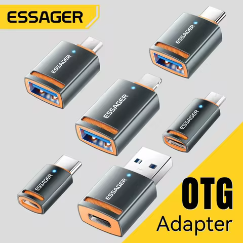 Essager USB3.0 OTG Adapter Type-C USB-A Micro Female to USB Micro iP Type-C Male Converter For Macbo