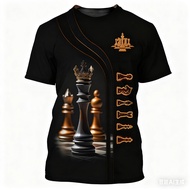 High-Quality Unisex Chess Graphic T-Shirts - 3D Printed King, Knight & Board Art for Chess Lovers