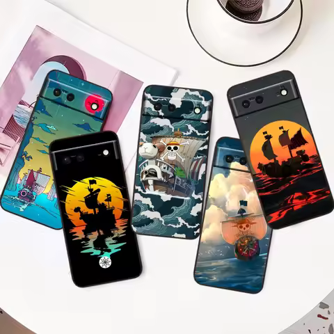Pirate Ship Anime One Piece Phone Case For Google Pixel 8 7 6 Pro 6A 5A 5 4 4A XL 5G Black Shell Sof