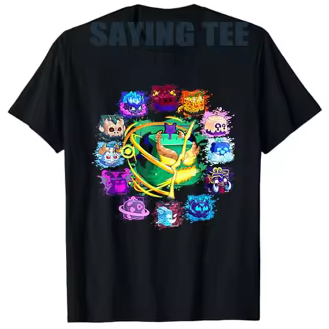 Blox Fruit Round of Mythicales T-Shirt Colorful Video Game Controller Graphic Outfit Summer Fashion 