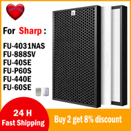 สำหรับเครื่องฟอกอากาศ Sharp FU-888SV FU-P60S FU-4031NAS FU-P40S FU-40SEH13และแผ่นกรองระงับกลิ่นสำหรั