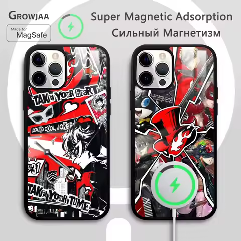 Game P-Persona 5 Phone Case For IPhone 16 15 14 13 12 11 Pro Max Plus Mini Magsafe Mirror Wireless M