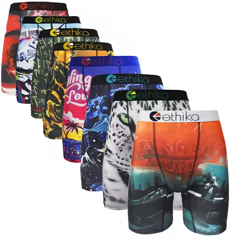 ETHIKA 1Pcs Men Underwear Boxers Breathable Mesh Crotch Man Underpants Plus Size L-3XL Mens Panties 