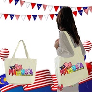 Ready Stock HOT Beg Tote Hari Kebangsaan Malaysia Bercetak Beg Hari Kemerdekaan Malaysia Beg Tote Be
