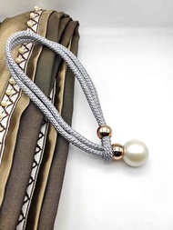 1入組珍珠簾扣,豪華布質裝飾流蘇繩,設有可調節的帶子和扣環設計
