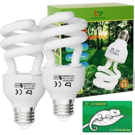 UVB Light for Reptiles 5.0: 15W UVA UVB Reptile Light Bulb 2 Pack, Tropical Reptile UVB Bulb Compact