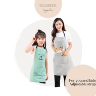 [EDS] Apron Chef Budak – Untuk Memasak & Aktiviti Dapur Montessori Kid Kitchen Apron Children Cookin