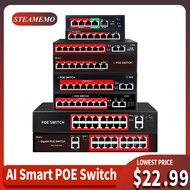 STEAMEMO AI POE Switch 4/8/16 Ports Gigabit Network Ethernet 10/100Mbps for IP Camera Wireless AP