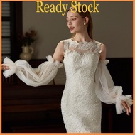royal Elegant Tulle Bishop Sleeve False Sleeves Sheer Stage Costume Accessory White Ruffled Long Sle