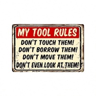 Funny 'My Tool Rules' Vintage Metal Sign - Perfect For Garage, Shed, Or Garden Decor, Easy-Hang 8x12
