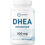 Micro Ingredients DHEA 100 mg Per Serving, 240 Capsules | Micronized DHEA Supplement for Women & Men