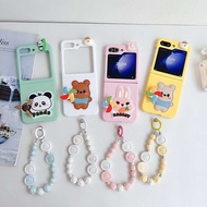 New 3D Case Embossed Animal Series Panda Teddy Bear Rabbit Bunny Cute With Chain Casing hp For Samsu