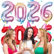 1 Set Large Happy New Year 2026 Inflatable Balloons Multi-Color Number Aluminum Film Number Balloons