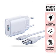 ROBOT Fast Charging Head RTK7SC 1.2A LED Indicator Light with Type-C Cable - Original Smartphone Cha